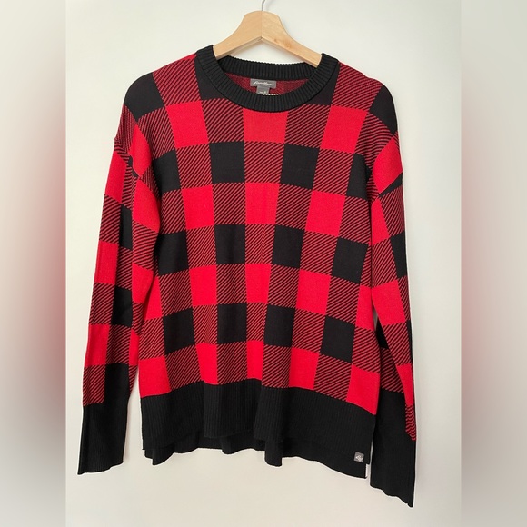 Eddie Bauer Red Buffalo Plaid Sweater Preppy NWOT Size Small - Picture 2 of 6